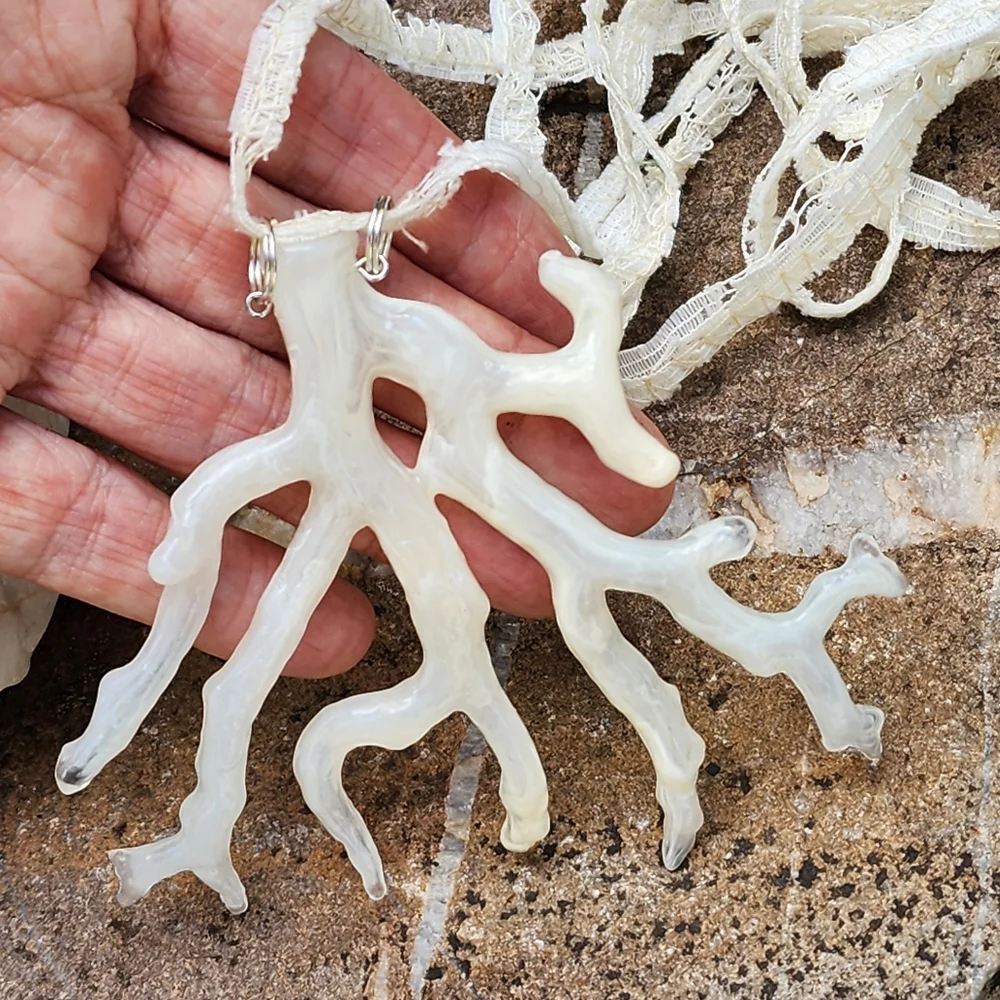 Artisan Boho Raw boyfriend Cut Choker White Coral Concept Accessory Shabby Chic - Picture 6 of 13